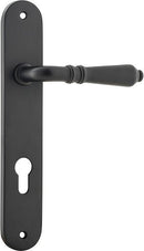 Iver Sarlat Solid Brass Door Lever on Oval Backplate | Entrance Lever Set Only | 10 Finishes - Matt Black