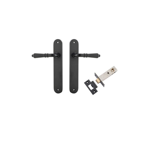Iver Sarlat Solid Brass Door Lever on Oval Backplate | Passage Kit | 10 Finishes - Matt Black
