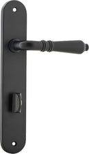 Iver Sarlat Solid Brass Door Lever on Oval Backplate | Privacy Lever Set Only | 10 Finishes - Matt Black