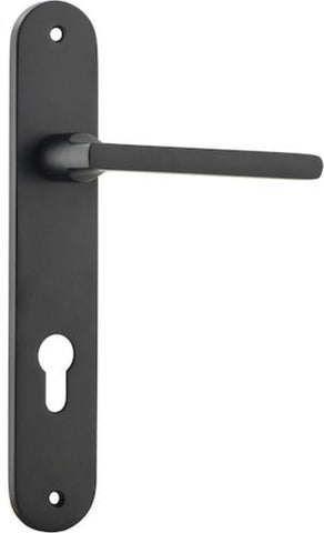 Iver Baltimore Solid Brass Door Lever on Oval Backplate | Entrance Lever Set Only | 7 Finishes - Matt Black