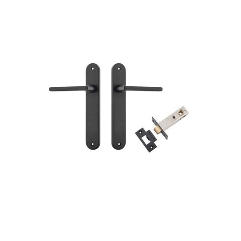 Iver Baltimore Solid Brass Door Lever on Oval Backplate | Passage Kit | 7 Finishes - Matt Black