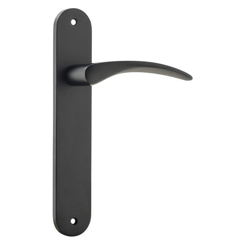 Iver Oxford Solid Brass Door Lever on Oval Backplate | Passage Lever Set Only | 4 Finishes - Matt Black