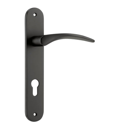 Iver Oxford Solid Brass Door Lever on Oval Backplate | Entrance Lever Set Only | 4 Finishes - Matt Black
