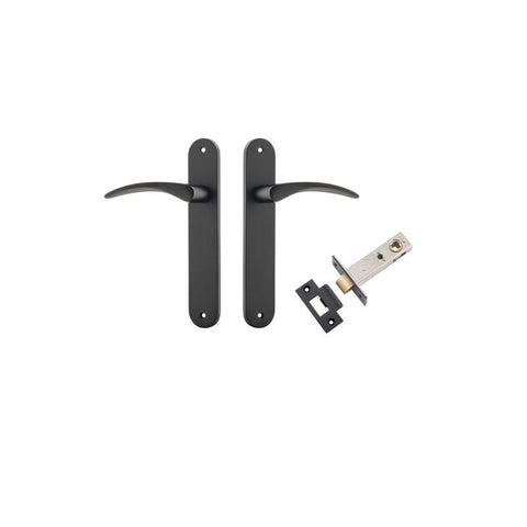 Iver Oxford Solid Brass Door Lever on Oval Backplate | Passage Kit | 4 Finishes - Matt Black