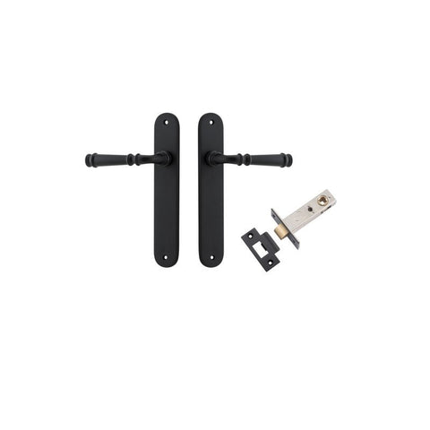 Iver Verona Solid Brass Door Lever on Oval Backplate | Passage Kit | 9 Finishes - Matt Black