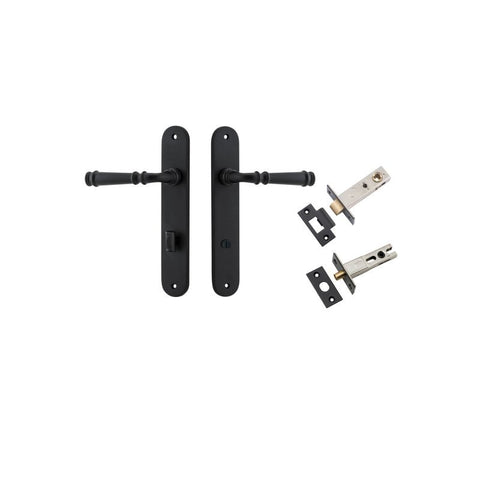 Iver Verona Solid Brass Door Lever on Oval Backplate | Separate Privacy Kit | 9 Finishes - Matt Black
