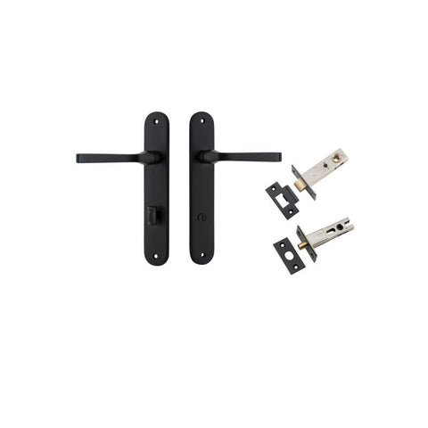 Iver Annecy Solid Brass Door Lever on Oval Backplate | Separate Privacy Kit | 9 Finishes - Matt Black