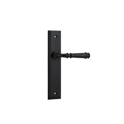 IVER Verona Door Lever Handle On Stepped Backplate | Passage Lever Set Only | 9 Finishes - Matt Black