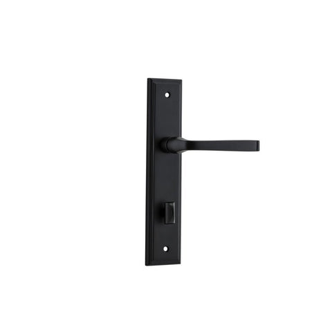 IVER Annecy Door Lever Handle On Stepped Backplate | Privacy Lever Set Only | 9 Finishes - Matt Black