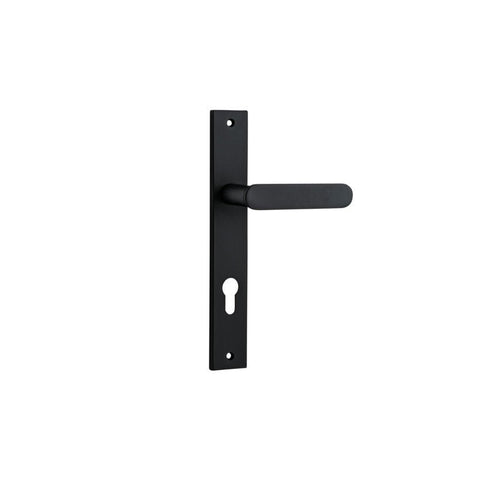 IVER Bronte Door Lever Handle On Rectangular Backplate | Entrance Lever Set Only | 7 Finishes - Matt Black