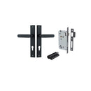 IVER Bronte Door Lever Handle On Rectangular Backplate | Entrance Kit (Key/Key) | 7 Finishes - Matt Black