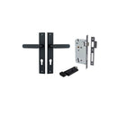 IVER Bronte Door Lever Handle On Rectangular Backplate | Entrance Kit (Key/Thumb) | 7 Finishes - Matt Black