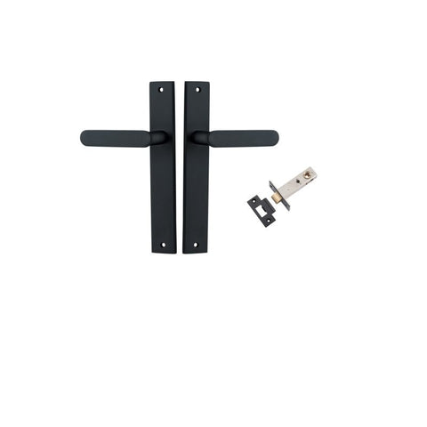 IVER Bronte Door Lever Handle On Rectangular Backplate | Passage Kit | 7 Finishes - Matt Black