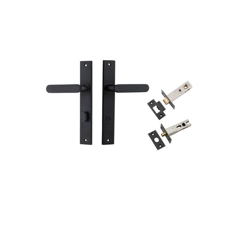 IVER Bronte Door Lever Handle On Rectangular Backplate | Separate Privacy Kit | 7 Finishes - Matt Black