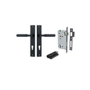 IVER Berlin Door Lever Handle On Rectangular Backplate | Entrance Kit (Key/Key) | 7 Finishes - Matt Black