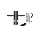 IVER Berlin Door Lever Handle On Rectangular Backplate | Entrance Kit (Key/Thumb) | 7 Finishes - Matt Black