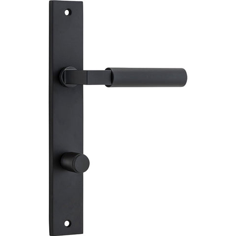 IVER Berlin Door Lever Handle On Rectangular Backplate | Privacy Lever Set Only | 7 Finishes - Matt Black