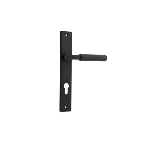 IVER Brunswick Door Lever Handle On Rectangular Backplate | Entrance Lever Set Only | 6 Finishes - Matt Black
