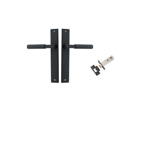 IVER Brunswick Door Lever Handle On Rectangular Backplate | Passage Kit | 6 Finishes - Matt Black