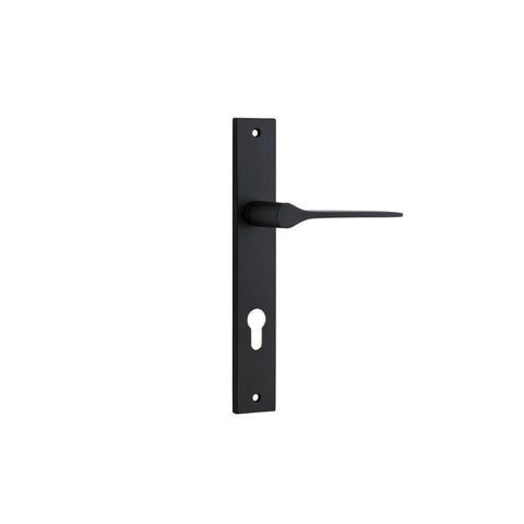 IVER Como Door Lever Handle On Rectangular Backplate | Entrance Lever Set Only | 7 Finishes - Matt Black