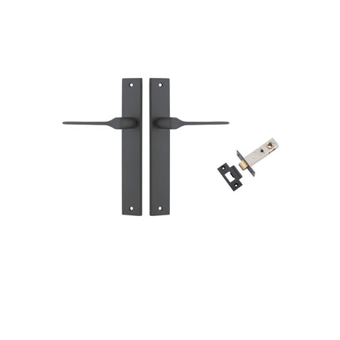 IVER Como Door Lever Handle On Rectangular Backplate | Passage Kit | 7 Finishes - Matt Black