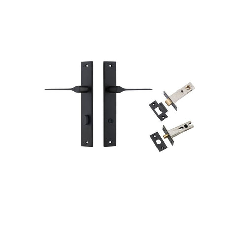IVER Como Door Lever Handle On Rectangular Backplate | Separate Privacy Kit | 7 Finishes - Matt Black