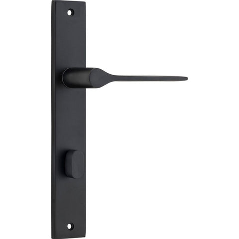 IVER Como Door Lever Handle On Rectangular Backplate | Privacy Lever Set Only | 7 Finishes - Matt Black