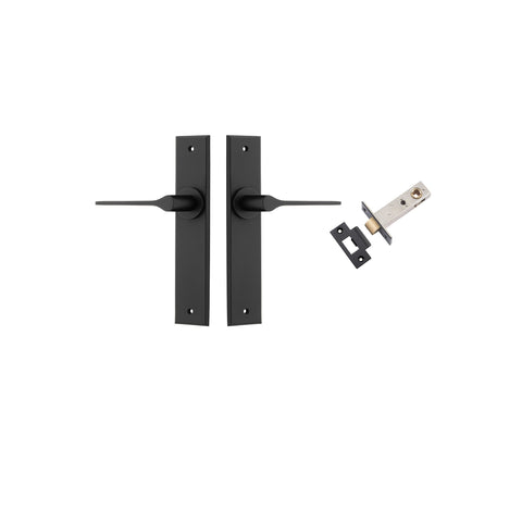 IVER Como Door Lever Handle On Chamfered Backplate | Passage Kit | 7 Finishes - Matt Black
