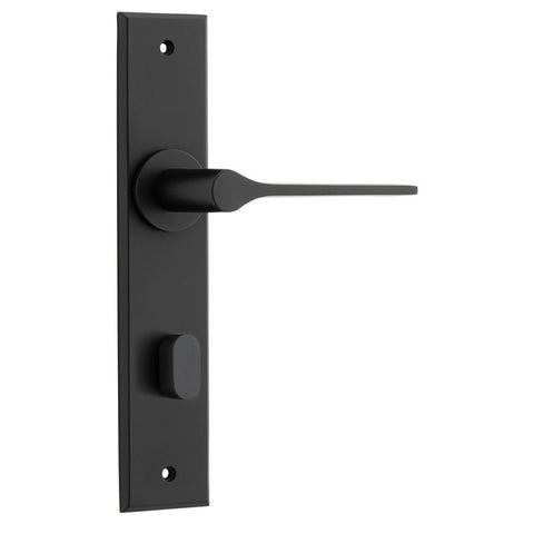 IVER Como Door Lever Handle On Chamfered Backplate | Privacy Lever Set Only | 7 Finishes - Matt Black