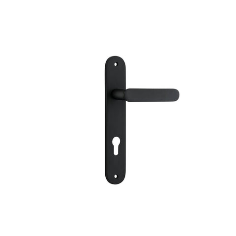 Iver Bronte Solid Brass Door Lever on Oval Backplate | Entrance Lever Set Only | 7 Finishes - Matt Black