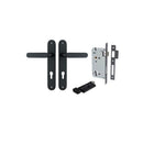 Iver Bronte Solid Brass Door Lever on Oval Backplate | Entrance Kit (Key/Thumb) | 7 Finishes - Matt Black