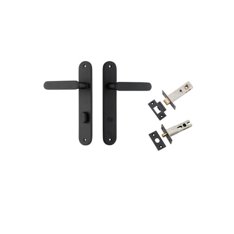 Iver Bronte Solid Brass Door Lever on Oval Backplate | Separate Privacy Kit | 7 Finishes - Matt Black