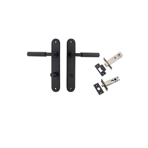Iver Berlin Solid Brass Door Lever on Oval Backplate | Separate Privacy Kit | 7 Finishes - Matt Black