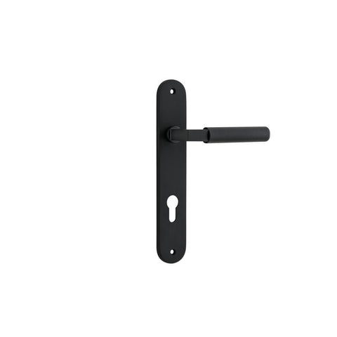 Iver Brunswick Solid Brass Door Lever on Oval Backplate | Entrance Lever Set Only | 6 Finishes - Matt Black