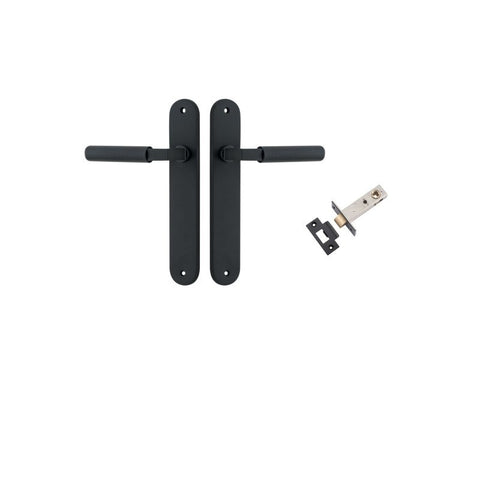 Iver Brunswick Solid Brass Door Lever on Oval Backplate | Passage Kit | 6 Finishes - Matt Black