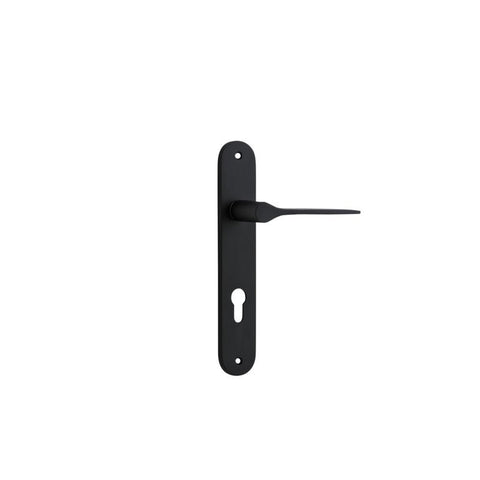 IVER Como Door Lever Handle On Oval Backplate | Entrance Lever Set Only | 7 Finishes - Matt Black