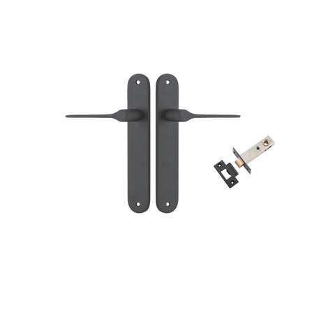 IVER Como Door Lever Handle On Oval Backplate | Passage Kit | 7 Finishes - Matt Black