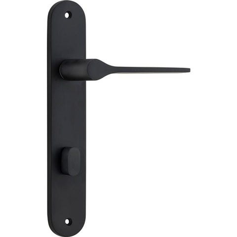 IVER Como Door Lever Handle On Oval Backplate | Privacy Lever Set Only | 7 Finishes - Matt Black
