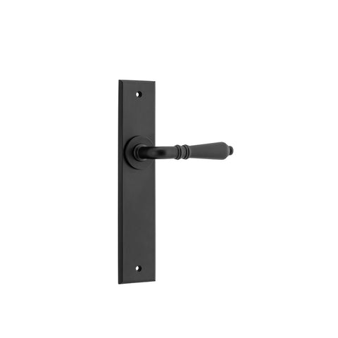 IVER Sarlat Door Lever Handle On Chamfered Backplate | Passage Lever Set Only | 10 Finishes - Matt Black