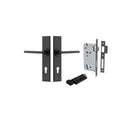 Iver Baltimore Door Lever Handle on Chamfered Backplate | Entrance Kit (Key/Thumb) | 7 Finishes - Matt Black