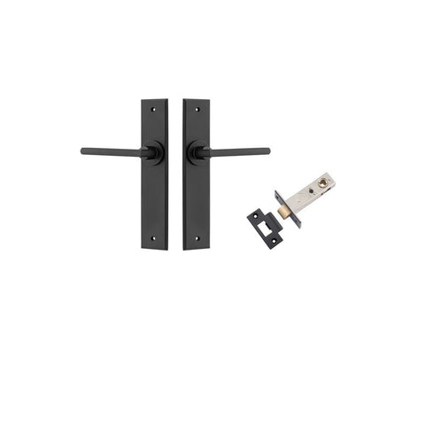 Iver Baltimore Door Lever Handle on Chamfered Backplate | Passage Kit | 7 Finishes - Matt Black