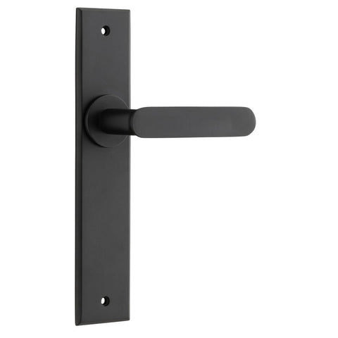 IVER Bronte Door Lever Handle On Chamfered Backplate | Passage Lever Set Only | 7 Finishes - Matt Black