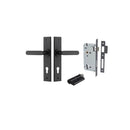 IVER Bronte Door Lever Handle On Chamfered Backplate | Entrance Kit (Key/Key) | 7 Finishes - Matt Black