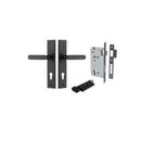 IVER Bronte Door Lever Handle On Chamfered Backplate | Entrance Kit (Key/Thumb) | 7 Finishes - Matt Black