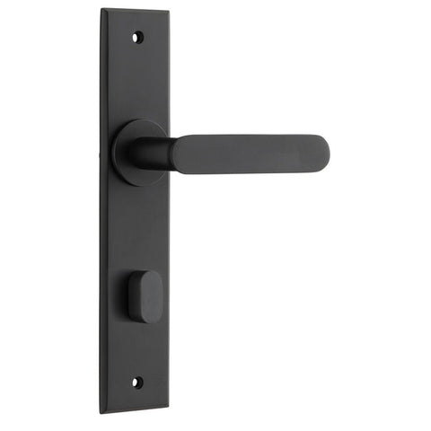 IVER Bronte Door Lever Handle On Chamfered Backplate | Privacy Lever Set Only | 7 Finishes - Matt Black