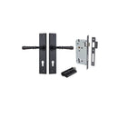 IVER Verona Door Lever Handle On Chamfered Backplate | Entrance Kit (Key/Key) | 9 Finishes - Matt Black