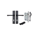IVER Verona Door Lever Handle On Chamfered Backplate | Entrance Kit (Key/Thumb) | 9 Finishes - Matt Black