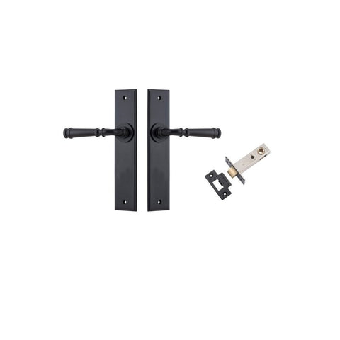 IVER Verona Door Lever Handle On Chamfered Backplate | Passage Kit | 9 Finishes - Matt Black