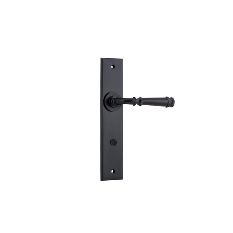 IVER Verona Door Lever Handle On Chamfered Backplate | Privacy Lever Set Only | 9 Finishes - Matt Black