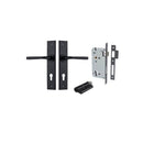 IVER Annecy Door Lever Handle On Chamfered Backplate | Entrance Kit (Key/Key) | 9 Finishes - Matt Black